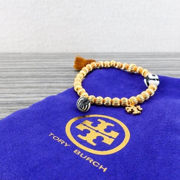 Tory Burch Women's Roxanne Beaded Tassel Bracelet Gold OS - Picture 9 of 9